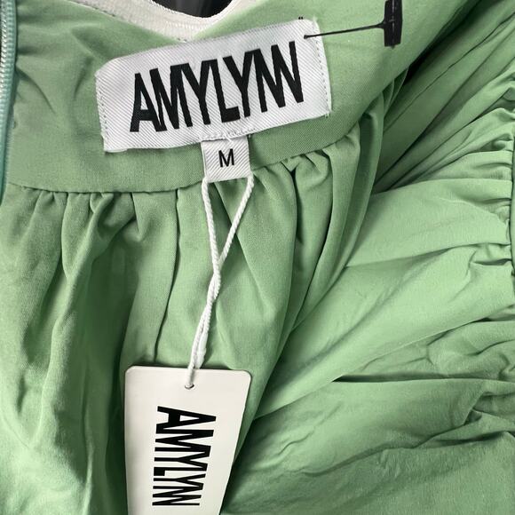 Dolls Kill Amylynn Sara Mini Dress M Green Brocade Bandeau Strapless Party NEW - Picture 8 of 14